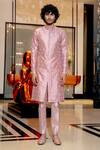Buy_Varun Chakkilam_Pink Silk Embroidered Kurta Set_at_Aza_Fashions