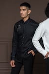 Buy_Varun Chakkilam_Black Cotton Embroidered Stones Ebony Ace Shirt  _at_Aza_Fashions