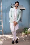 Buy_Varun Chakkilam_White Raw Silk Embroidered Jacket And Kurta Set  _at_Aza_Fashions