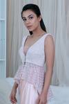 Buy_Varun Chakkilam_Peach Top Draped Skirt Set_Online_at_Aza_Fashions