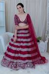 Buy_Varun Chakkilam_Maroon Top Silk Skirt Silk Embroidered Bridal Lehenga Set _at_Aza_Fashions