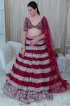 Shop_Varun Chakkilam_Maroon Top Silk Skirt Silk Embroidered Bridal Lehenga Set _at_Aza_Fashions