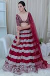 Varun Chakkilam_Maroon Top Silk Skirt Silk Embroidered Bridal Lehenga Set _Online_at_Aza_Fashions