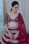 Buy_Varun Chakkilam_Maroon Top Silk Skirt Silk Embroidered Bridal Lehenga Set _Online_at_Aza_Fashions
