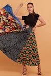 Buy_Verb by Pallavi Singhee_Multi Color Polyester Printed Pleated Skirt _at_Aza_Fashions