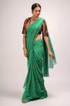 Buy_Verb By Pallavi Singhee_Green Leopard Print Saree With Blouse_at_Aza_Fashions