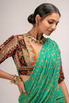 Verb By Pallavi Singhee_Green Leopard Print Saree With Blouse_Online_at_Aza_Fashions