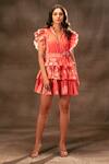 Buy_Verb by Pallavi Singhee_Red Cotton Poplin Ruffle Short Dress_at_Aza_Fashions