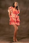 Verb by Pallavi Singhee_Red Cotton Poplin Ruffle Short Dress_Online_at_Aza_Fashions