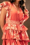 Buy_Verb by Pallavi Singhee_Red Cotton Poplin Ruffle Short Dress_Online_at_Aza_Fashions