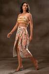 Verb by Pallavi Singhee_Beige Cotton Printed Strappy Crop Top And Skirt Set_Online_at_Aza_Fashions