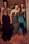 Verb by Pallavi Singhee_Multi Color Tulle Layered Asymmetric Skirt_Online_at_Aza_Fashions