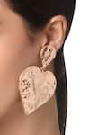 Shop_Valliyan_Gold Plated Heart Shape Statement Earrings_at_Aza_Fashions