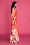 Vedika M_Red Satin Embroidery Asymmetric One Shoulder Draped Dress _Online_at_Aza_Fashions