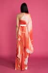 Shop_Vedika M_Red Satin Embroidery Asymmetric One Shoulder Draped Dress _at_Aza_Fashions