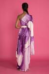 Shop_Vedika M_Purple Satin Asymmetric Abstract Print Shaded Draped Dress_at_Aza_Fashions
