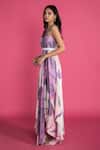 Shop_Vedika M_Purple Satin Hand Painted Draped Dress_Online_at_Aza_Fashions