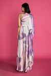 Shop_Vedika M_Purple Satin Hand Painted Draped Dress_at_Aza_Fashions