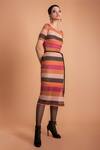 Buy_Gaya_Multi Color 85 Lurex 15% Lycra Striped Crochet Dress _at_Aza_Fashions