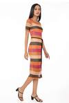 Gaya_Multi Color 85 Lurex 15% Lycra Striped Crochet Dress _Online_at_Aza_Fashions