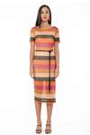 Buy_Gaya_Multi Color 85 Lurex 15% Lycra Striped Crochet Dress _Online_at_Aza_Fashions