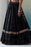 Weaver Story Black Velvet Zardozi Work V Neck Lehenga Set at Aza Fashions Weaver Story_Black Velvet Zardozi Work V Neck Lehenga Set _at_Aza_Fashions
