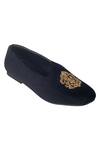 Buy_Domani_Black Handcrafted Velvet Juttis _Online_at_Aza_Fashions
