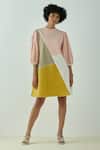 Buy_Madder Much_Multi Color Cotton Plain Round Venice Colorblock Dress _at_Aza_Fashions