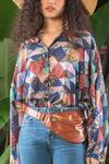 Shop_Verb by Pallavi Singhee_Blue Fine Silk Printed Shirt _Online_at_Aza_Fashions