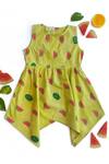 Buy_Miko Lolo_Yellow Organic Cotton Poplin Printed Watermelon Dress _at_Aza_Fashions