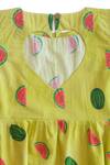 Miko Lolo_Yellow Organic Cotton Poplin Printed Watermelon Dress _Online_at_Aza_Fashions