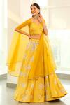 Shop_Vidushi Gupta_Yellow Printed Lehenga And Cape Dupatta Set _at_Aza_Fashions