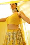 Buy_Vidushi Gupta_Yellow Printed Lehenga And Cape Dupatta Set _Online_at_Aza_Fashions