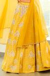 Vidushi Gupta_Yellow Printed Lehenga And Cape Dupatta Set _at_Aza_Fashions