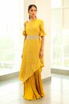 Vidushi Gupta_Yellow Printed Kaftan Tunic And Pant Set _Online_at_Aza_Fashions