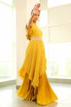 Shop_Vidushi Gupta_Yellow Printed Kaftan Tunic And Pant Set _at_Aza_Fashions