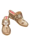 Buy_House Of Vian_Gold Embroidery Bloom Treasure Vegan Leather Wedges _at_Aza_Fashions