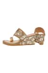 Shop_House Of Vian_Gold Embroidery Bloom Treasure Vegan Leather Wedges _Online_at_Aza_Fashions