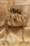 Buy_House Of Vian_Gold Embroidery, Beads, Crystals Hand Firdaus Potli Bag _at_Aza_Fashions