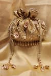 Shop_House Of Vian_Gold Embroidery, Beads, Crystals Hand Firdaus Potli Bag _at_Aza_Fashions