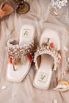 Shop_House of Vian_White Beads Embellished Flats _at_Aza_Fashions