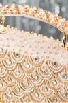 Shop_House Of Vian_Gold Mirrors, Beads, Pearls Embellished Clutch With Sling _at_Aza_Fashions