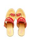 Buy_House of Vian_Red Embroidered Leather Wedges_at_Aza_Fashions