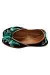Buy_House Of Vian_Green Rufat Floral Embellished Velvet Juttis _at_Aza_Fashions