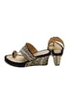 Shop_House Of Vian_Black Beads, Embroidery Ruhaaniyat Vegan Leather Embellished Suede Wedges _Online_at_Aza_Fashions