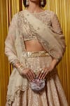 Jade by Monica and Karishma_Gold Round Embroidered Bridal Lehenga Set _Online_at_Aza_Fashions