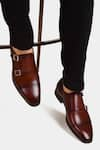 Buy_Luxoro Formello_Brown Hand Dyed Brogue Double Monks  _at_Aza_Fashions