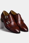 Shop_Luxoro Formello_Brown Hand Dyed Brogue Double Monks  _at_Aza_Fashions