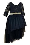 Shop_Pa:Paa_Black High-low Embroidered Dress For Girls_at_Aza_Fashions