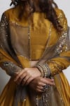 Mona and Vishu_Gold Lehenga And Blouse: Dupion Silk Embroidered Zari Round Neck Set For Women_Online_at_Aza_Fashions